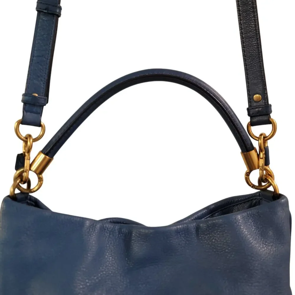 Marc by Marc Jacobs Blue Pebbled Leather Hobo Shoulder Bag Crossbody